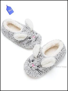 Fuzzy Bunny Slippers Soft Sole Non Slip Plush Women's House Shoes